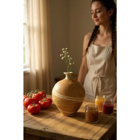 Cady Clay Works Seagrove NC Stoneware Bottle Vase-Studio Pottery-Bottle-Rustic - Picture 2 of 8